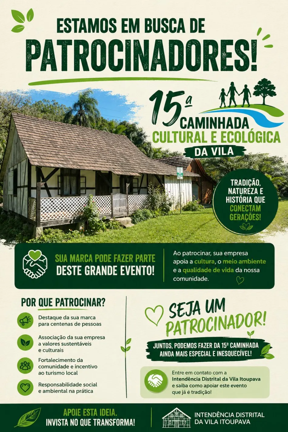 Empresas de Blumenau podem patrocinar Caminhada Cultural e Ecológica da Vila Itoupava e ajudar a preservar a identidade local