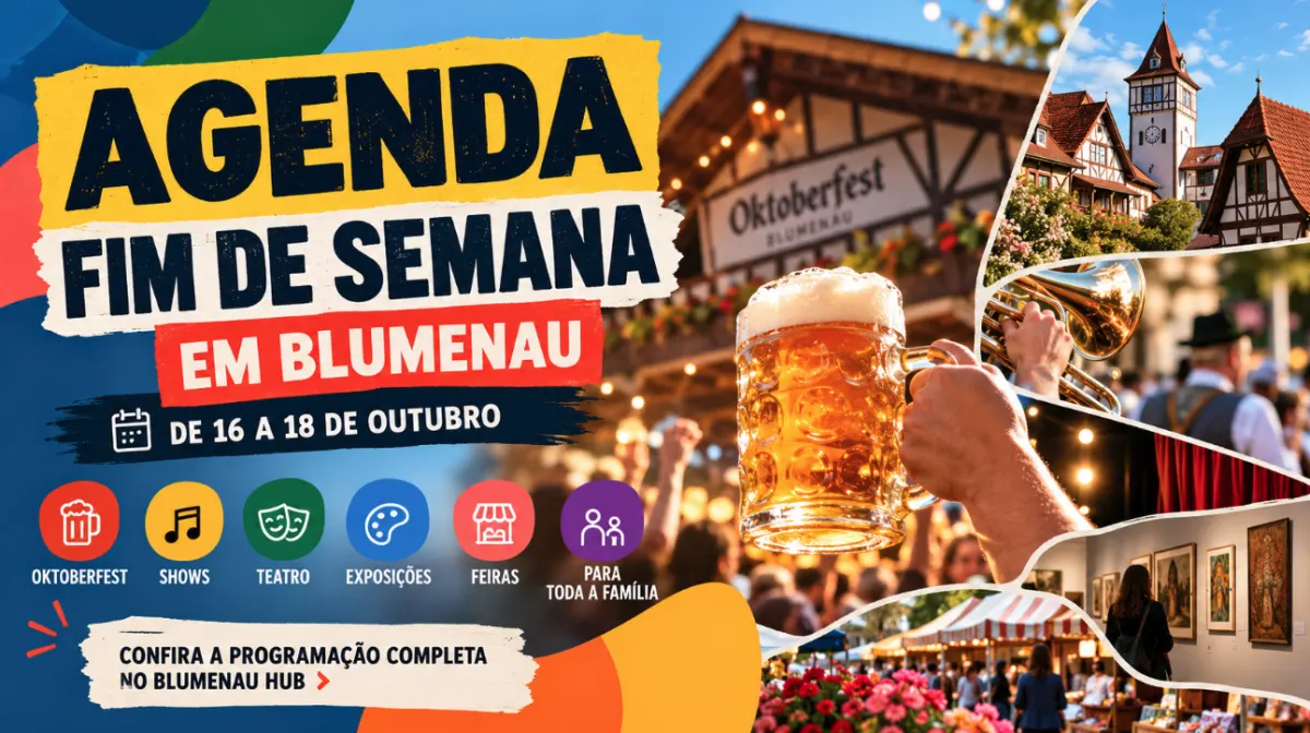 O que fazer em Blumenau de 16 a 18 de outubro: Oktoberfest, shows, teatro e eventos gratuitos