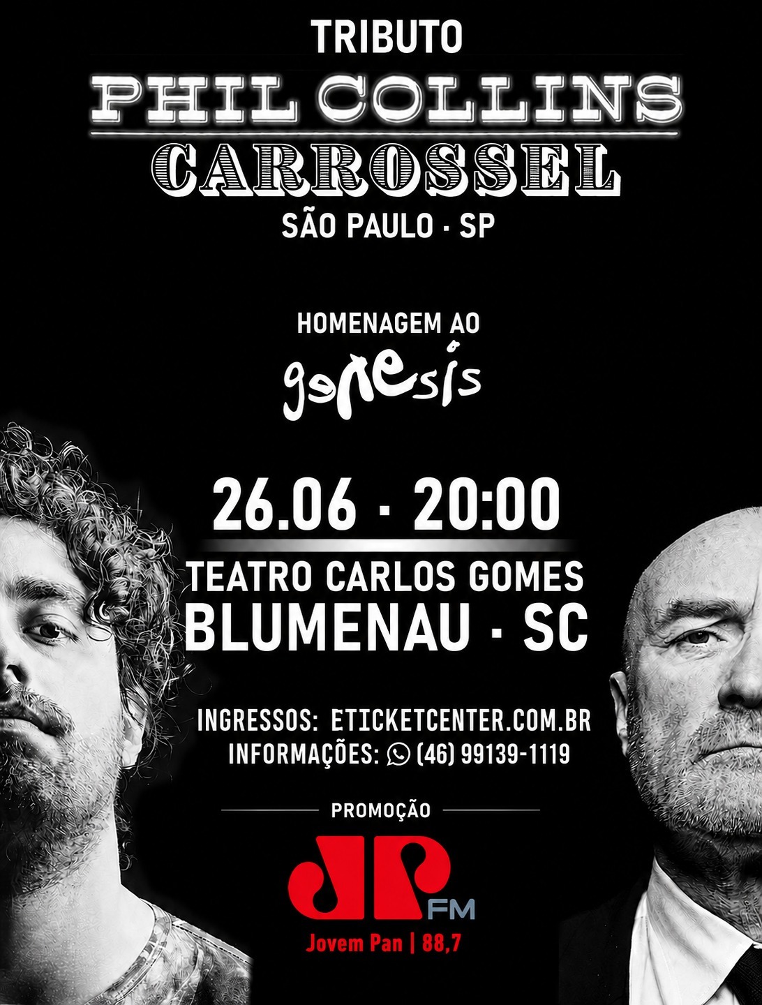 Tributo a Phil Collins chega a Blumenau com espetáculo especial no Teatro Carlos Gomes