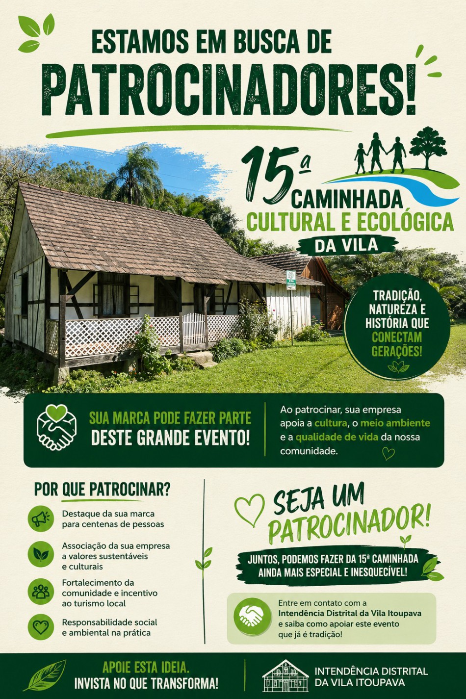 Empresas de Blumenau podem patrocinar Caminhada Cultural e Ecológica da Vila Itoupava e ajudar a preservar a identidade local
